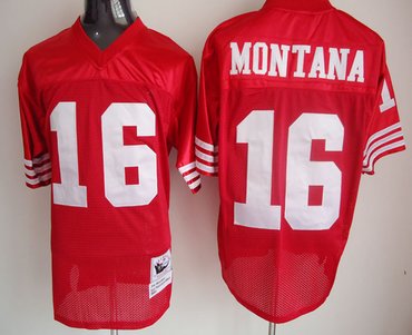 Men's 49ers #16 Montana Red Throwback Jerseys