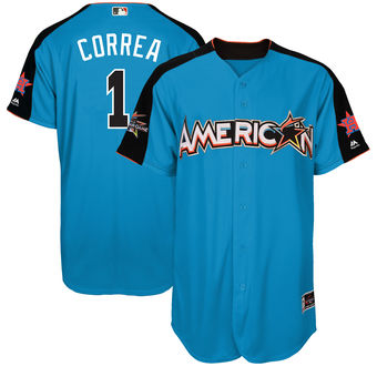 Men's American League Astros Carlos Correa Majestic Blue 2017 MLB All-Star Game Authentic Home Run Derby Jersey