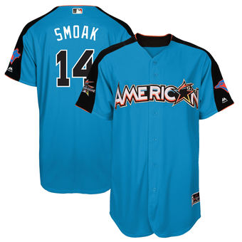 Men's American League Blue Jays Justin Smoak Majestic Blue 2017 MLB All-Star Game Home Run Derby Player Jersey