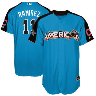 Men's American League Indians Jose Ramirez Majestic Blue 2017 MLB All-Star Game Home Run Derby Player Jersey