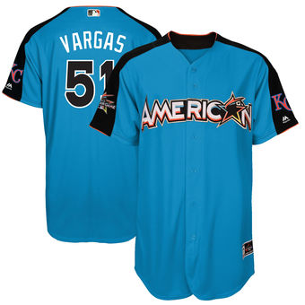 Men's American League Royals Jason Vargas Majestic Blue 2017 MLB All-Star Game Home Run Derby Player Jersey