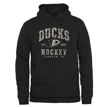 Men's Anaheim Ducks Black Camo Stack Pullover Hoodie