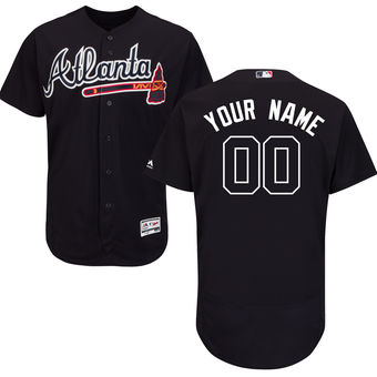 Men's Atlanta Braves Majestic Alternate Navy FlexBase Authentic Collection Custom Jersey