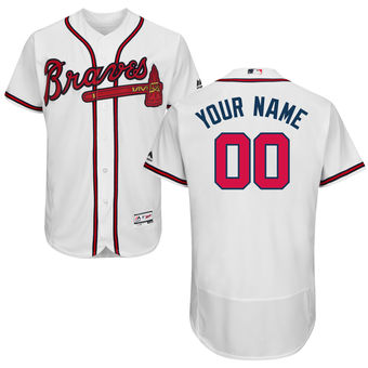 Men's Atlanta Braves Majestic Home White FlexBase Authentic Collection Custom Jersey