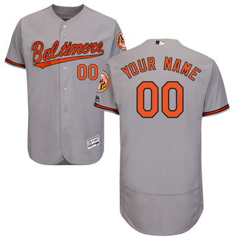 Men's Baltimore Orioles Majestic Road Gray FlexBase Authentic Collection Custom Jersey