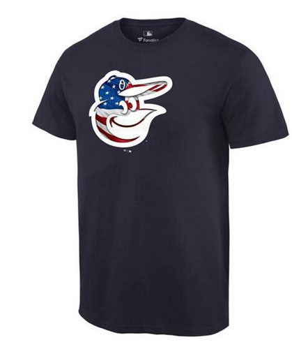 Men's Baltimore Orioles USA Flag Fashion T-Shirt Navy Blue