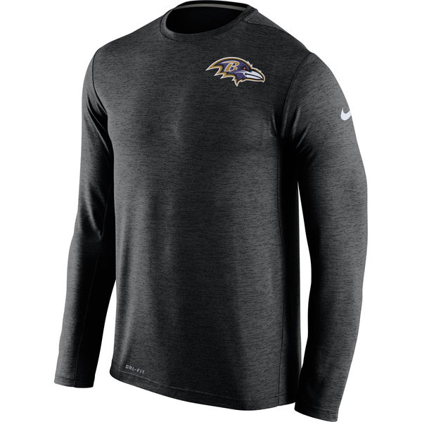 Men's Baltimore Ravens Nike Black Dri-FIT Touch Long Sleeve Performance T-Shirt