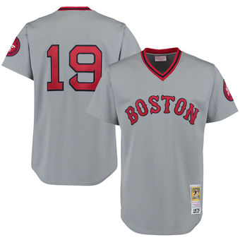 Men's Boston Red Sox 1975 Fred Lynn Mitchell & Ness Gray Authentic Throwback Jersey