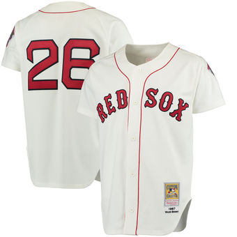 Men's Boston Red Sox Wade Boggs Mitchell & Ness White Cooperstown Collection Authentic Throwback Replica Jersey