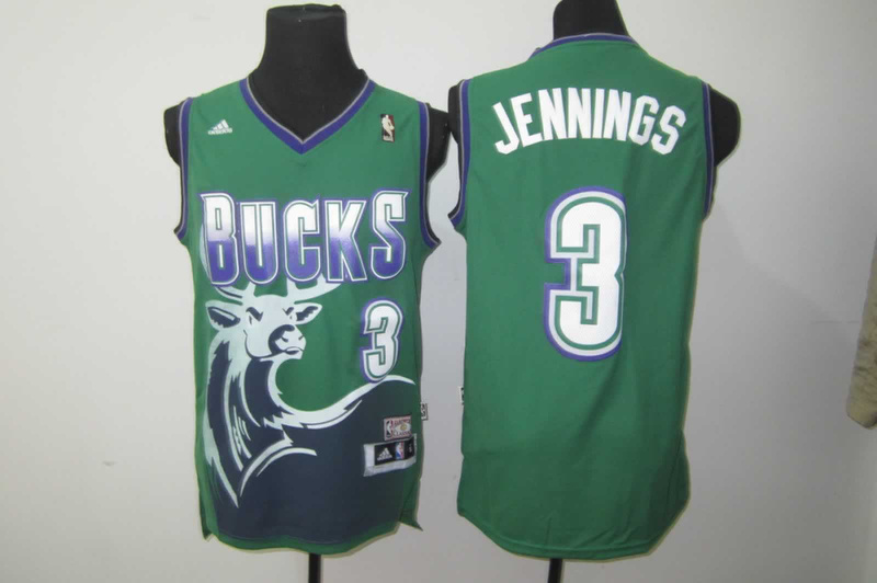 Men's Bucks #3 Jennings Green Hardwood Classics Jersey