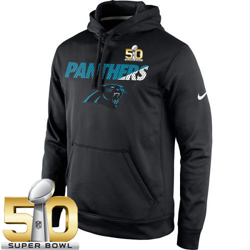 Men's Carolina Panthers Nike Black Super Bowl 50 Kick Off Staff Performance Pullover Hoodie