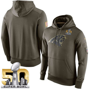 Men's Carolina Panthers Super Bowl 50 Nike Olive Salute To Service KO Performance Hoodie Men's Carolina Panthers Super Bowl 50 Nike Olive Salute To Service KO Performance Hoodie