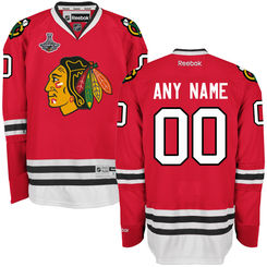 Men's Chicago Blackhawks Reebok Red 2015 Stanley Cup Champions Premier Home Custom Jersey