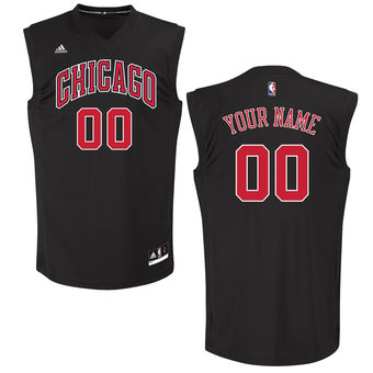 Men's Chicago Bulls adidas Black Custom Chase Jersey