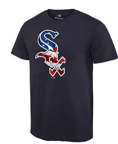 Men's Chicago White Sox USA Flag Fashion T-Shirt Navy Blue