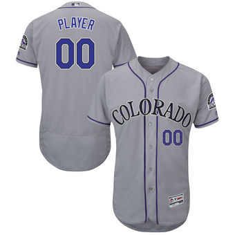 Men's Colorado Rockies Majestic Gray Alternate FlexBase Authentic Collection Custom Jersey with Commemorative Patch