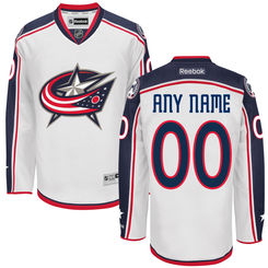 Men's Columbus Blue Jackets Reebok White Premier Away Custom Jersey