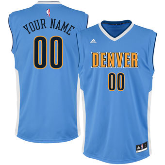 Men's Denver Nuggets adidas Light Blue Custom Road Jersey Men's Denver Nuggets adidas Light Blue Custom Road Jersey