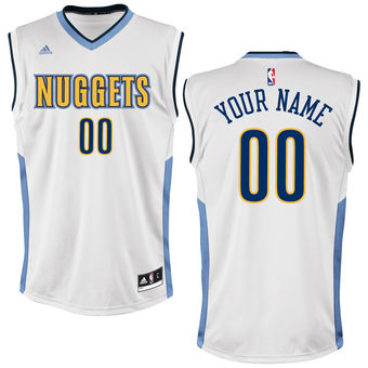 Men's Denver Nuggets adidas White Custom Home Jersey Men's Denver Nuggets adidas White Custom Home Jersey