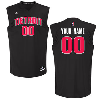 Men's Detroit Pistons adidas Black Custom Chase Jersey