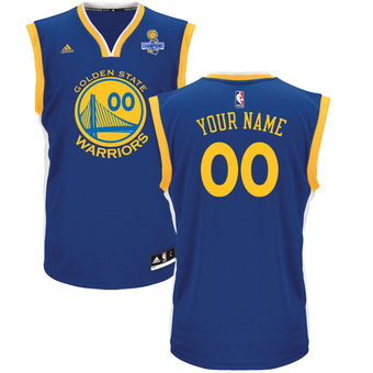 Men's Golden State Warriors adidas Royal 2017 NBA Finals Champions Patch Custom Jersey