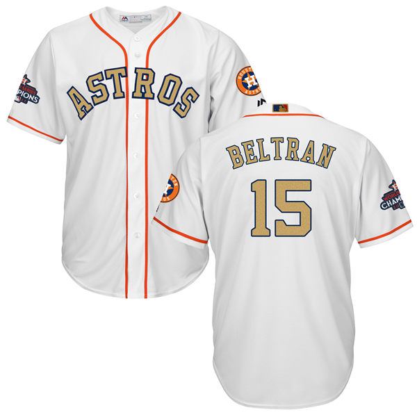 Men's Houston Astros #15 Carlos Beltran White 2018 Gold Program Cool Base Stitched MLB Jersey Men's Houston Astros #15 Carlos Beltran White 2018 Gold Program Cool Base Stitched MLB Jersey