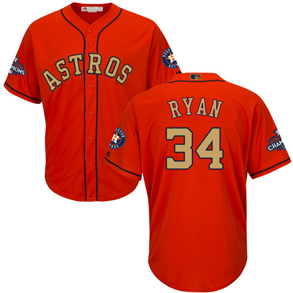 Men's Houston Astros #34 Nolan Ryan Gonzalez Orange 2018 Gold Program Cool Base Stitched MLB Jersey Men's Houston Astros #34 Nolan Ryan Gonzalez Orange 2018 Gold Program Cool Base Stitched MLB Jersey