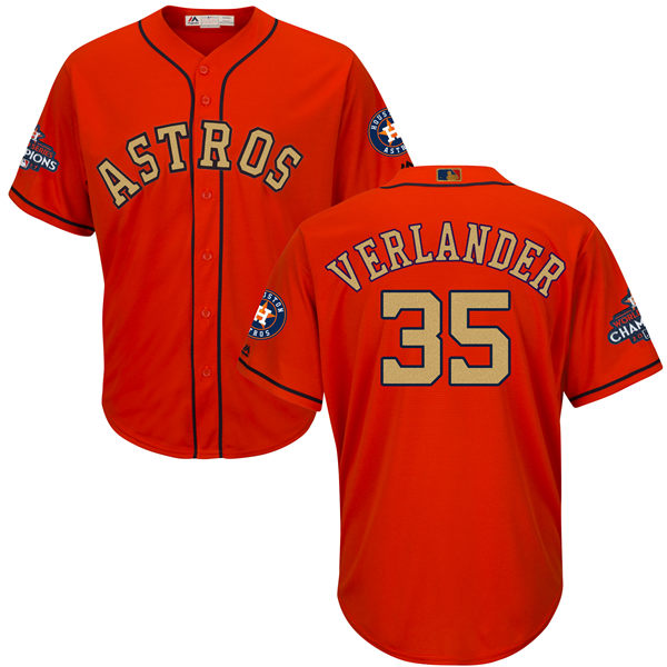 Men's Houston Astros #35 Justin Verlander Orange 2018 Gold Program Cool Base Stitched MLB Jersey Men's Houston Astros #35 Justin Verlander Orange 2018 Gold Program Cool Base Stitched MLB Jersey