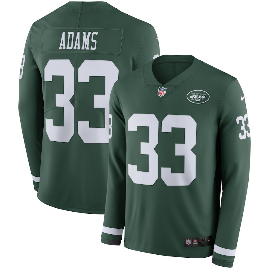 Men's Jets #33 Jamal Adams Green Team Color Men's Stitched NFL Limited Therma Long Sleeve Jersey