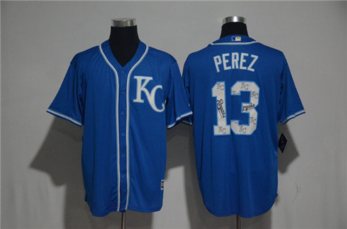Men's Kansas City Royals #13 Salvador Perez Majestic Light Blue 2017 Color Printing Cool Base Jersey
