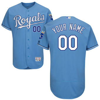 Men's Kansas City Royals Majestic Alternate Atlantic Blue FlexBase Authentic Collection Custom Jersey