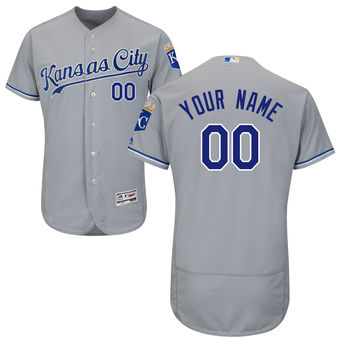 Men's Kansas City Royals Majestic Road Gray FlexBase Authentic Collection Custom Jersey