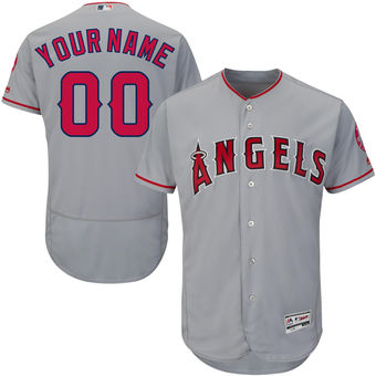 Men's Los Angeles Angels of Anaheim Majestic Road Gray FlexBase Authentic Collection Custom Jersey