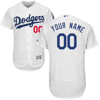 Men's Los Angeles Dodgers Majestic Home White FlexBase Authentic Collection White Customized Jersey