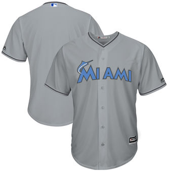 Men's Miami Marlins Majestic Gray Father's Day Cool Base Replica Team Jersey