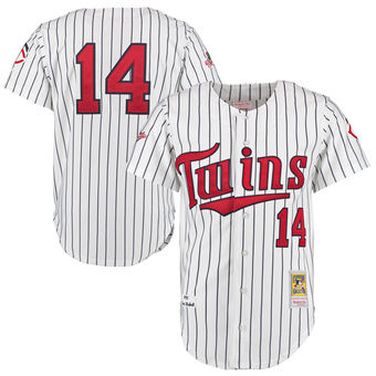 Men's Minnesota Twins 1991 Kent Hrbek Mitchell & Ness White Navy Authentic Throwback Jersey