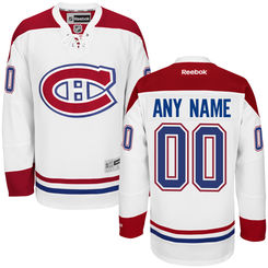 Men's Montreal Canadiens Reebok White Premier Away Custom Jersey