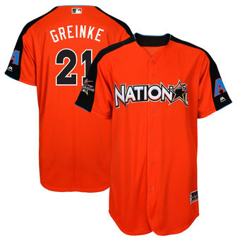 Men's National League Diamondbacks Zack Greinke Majestic Orange 2017 MLB All-Star Game Home Run Derby Player Jersey