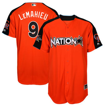 Men's National League Rockies DJ LeMahieu Majestic Orange 2017 MLB All-Star Game Home Run Derby Player Jersey