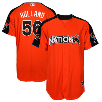 Men's National League Rockies Greg Holland Majestic Orange 2017 MLB All-Star Game Home Run Derby Player Jersey
