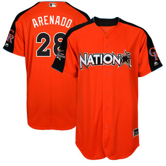 Men's National League Rockies Nolan Arenado Majestic Orange 2017 MLB All-Star Game Authentic Home Run Derby Jersey