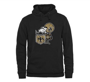 Men's New Orleans Saints Pro Line Black Throwback Logo Pullover Hoodie Men's New Orleans Saints Pro Line Black Throwback Logo Pullover Hoodie