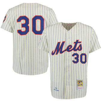 Men's New York Mets 1969 Nolan Ryan Mitchell & Ness Cream Blue Authentic Throwback Jersey