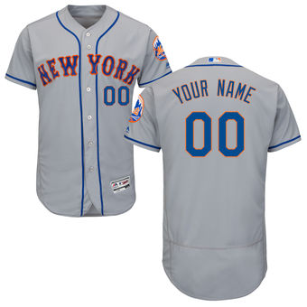 Men's New York Mets Majestic Road Gray FlexBase Authentic Collection Custom Jersey