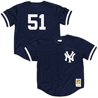 Men's New York Yankees Bernie Williams Mitchell & Ness Navy Fashion Cooperstown Collection Mesh Batting Practice Jersey