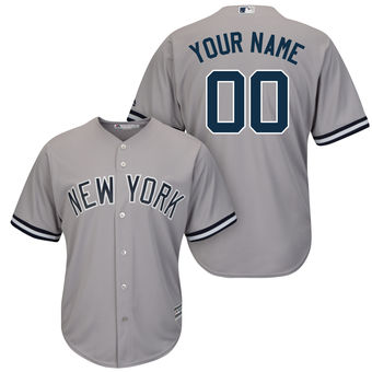 Men's New York Yankees Majestic Gray Road Cool Base Custom Jersey