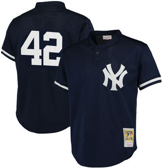 Men's New York Yankees Mariano Rivera Mitchell & Ness Navy Cooperstown Mesh Batting Practice Jersey