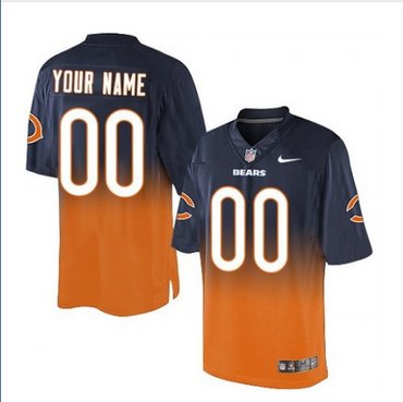 Men's Nike Chicago Bears Customized Limited NavyOrange Fadeaway NFL Jersey