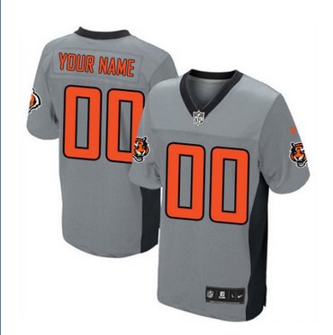 Men's Nike Cincinnati Bengals Customized Elite Grey Shadow NFL Jersey