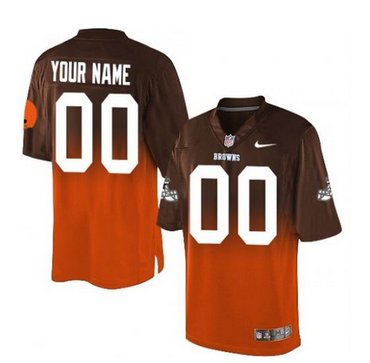 Men's Nike Cleveland Browns Customized Limited BrownOrange Fadeaway NFL Jersey